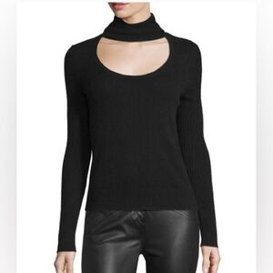 Diane von Furstenberg 'Gracey' Wool & Cashmere Cut Out Turtleneck In Navy Petite